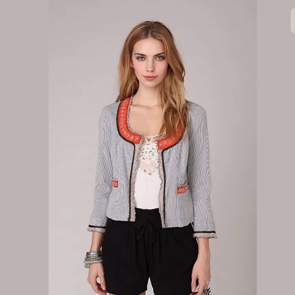 Free People My Fair Lady Seersucker Stripe Jacket
